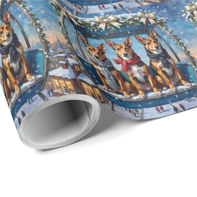 Papel De Presente Basenji Christmas Ferris Wheel Carnival Holiday (Ponta do rolo)