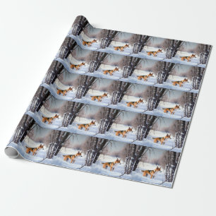 Papel De Presente Basenji Deixou nevar o Natal