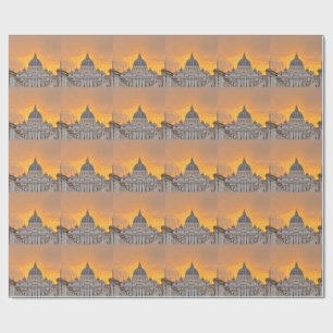 Papel De Presente Basílica de São Pedro ao pôr do sol, Cidade do Vat