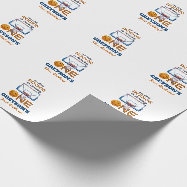 Papel De Presente Basketball Rookie Of The Year First Birthday (Ponta)