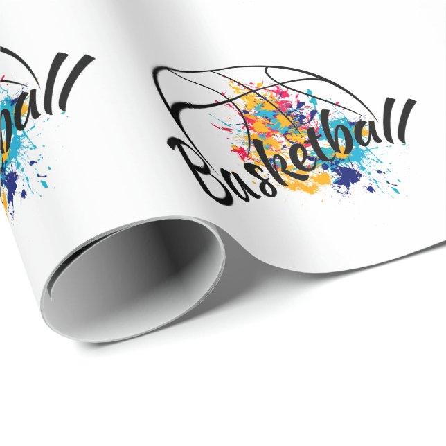 Papel De Presente Basquete de Aquarela (Ponta do rolo)