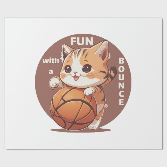 Papel De Presente basquete de gatinho (Aberto)