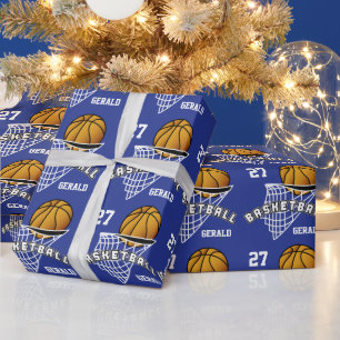 Papel De Presente Basquete personalizado - Azul escuro