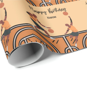 Papel De Presente Basquetebol Feliz Aniversário ao Jogador com Jogad