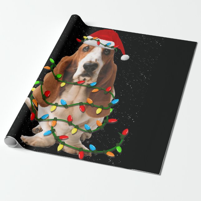 Papel De Presente basset hound christmas engraçado basset hound dog  (Desenrolado)