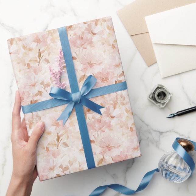 Papel De Presente Bastante Romântico Lindas Flores Aniversário (Presentear)