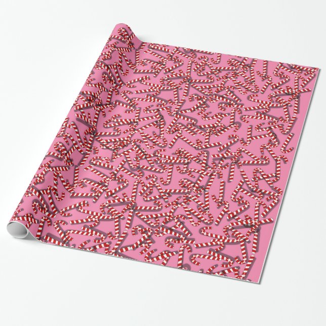 Papel De Presente Bastões de doces no papel de envolvimento (Desenrolado)