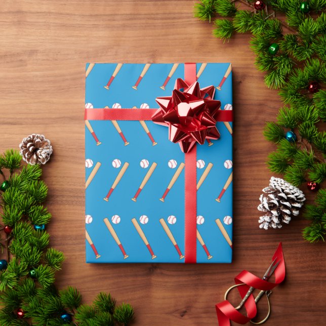 Papel De Presente Bat Baseball com Padrão de Bola (Presente de Natal)
