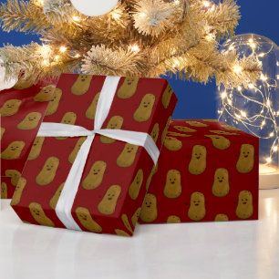 Papel De Presente Batata Doce Feliz Vermelho Intenso