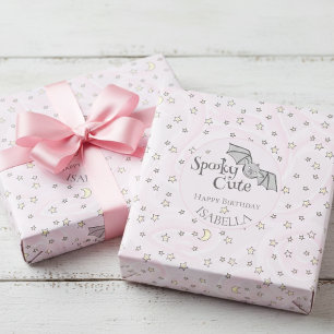Papel De Presente Batata rosa, estrelas e luas assustadas