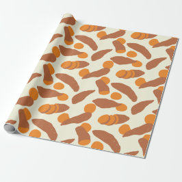 Papel De Presente Batatas doces ou Yams Brown, Laranja, Creme