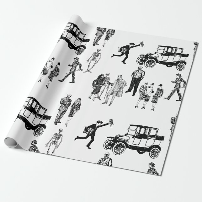 Papel De Presente batente de madeira de esqueleto de 1920 (Desenrolado)