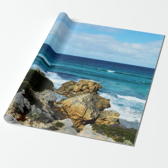 Papel De Presente Bater No Oceano, (Desenrolado)