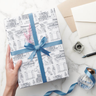 Papel De Presente Bath, padrão do estilo de Inglaterra Toile, Jane A