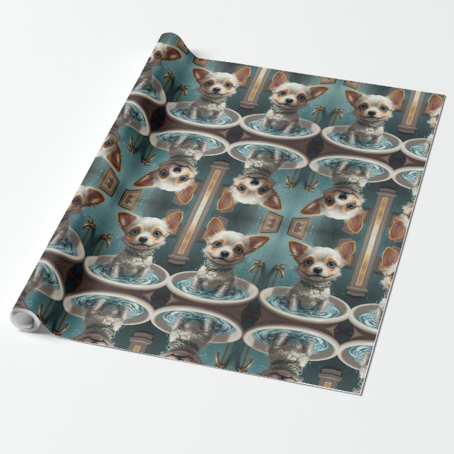 Papel De Presente Bath-time Buddies animais em um banho (Desenrolado)