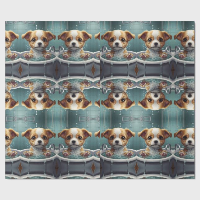 Papel De Presente Bath-time Buddies animais em um banho (Barra)