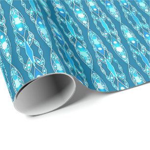 Papel De Presente Batik tribal - azul de oceano e Aqua