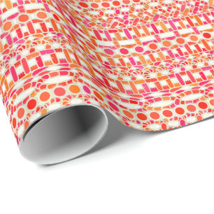 Papel De Presente Batik Tribal - tons de laranja e rosa