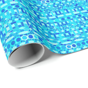 Papel De Presente Batik tribal - turquesa, aqua e azul cobalto