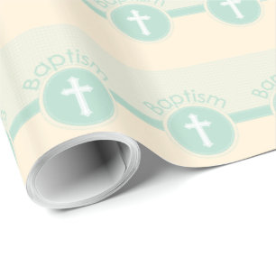 Papel De Presente Batismo de Filho de Deus, Verde Neutro em Gênero