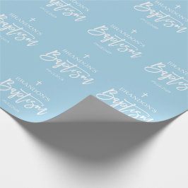 Papel De Presente Batismo do Menino Azul Moderno
