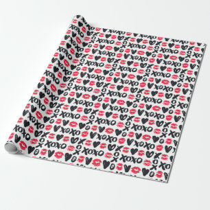 Papel De Presente Batom Beija Corações Sem Olhos Fundo