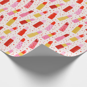Papel De Presente Batom de dia de os namorados no creme