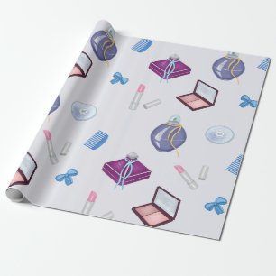 Papel De Presente Batom, pente e caixa de pó, pincel, perfume