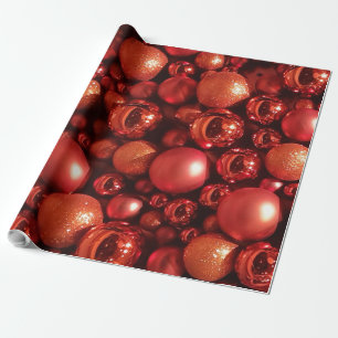 Papel De Presente Baubles do vermelho da decoração do Natal