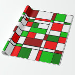 Papel De Presente Bauhaus Christmas<br><div class="desc">Este papel de embrulho tem uma design de Natal inspirada em Bauhaus em verde e vermelho. Excelente por baixo da sua árvore.</div>