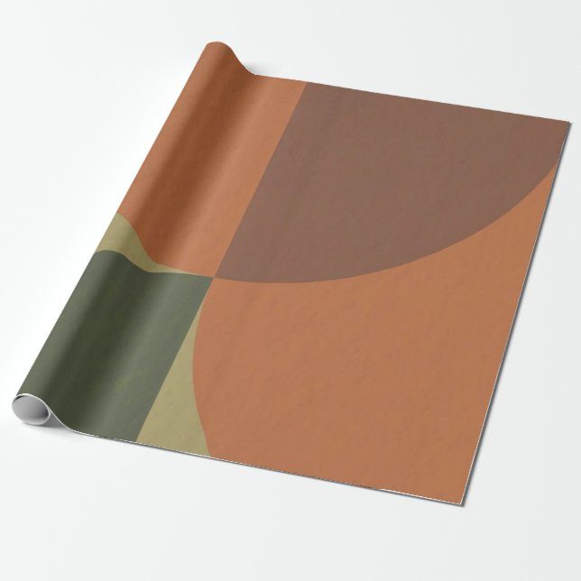 Papel De Presente Bauhaus Terracotta Green Abstract Wrapping Paper (Desenrolado)