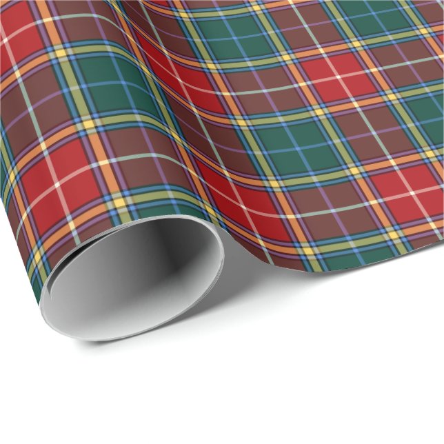 Papel De Presente Baxter Clan Tartan Red e Dark Green Xadrez (Ponta do rolo)