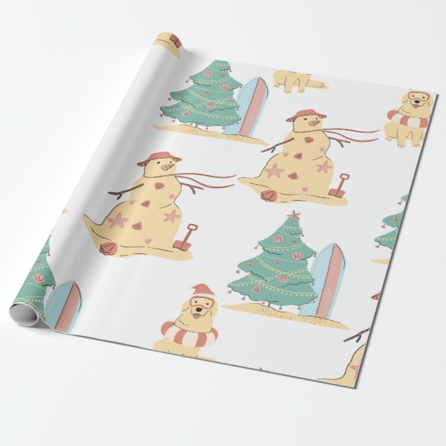Papel De Presente Beach Christmas  (Desenrolado)