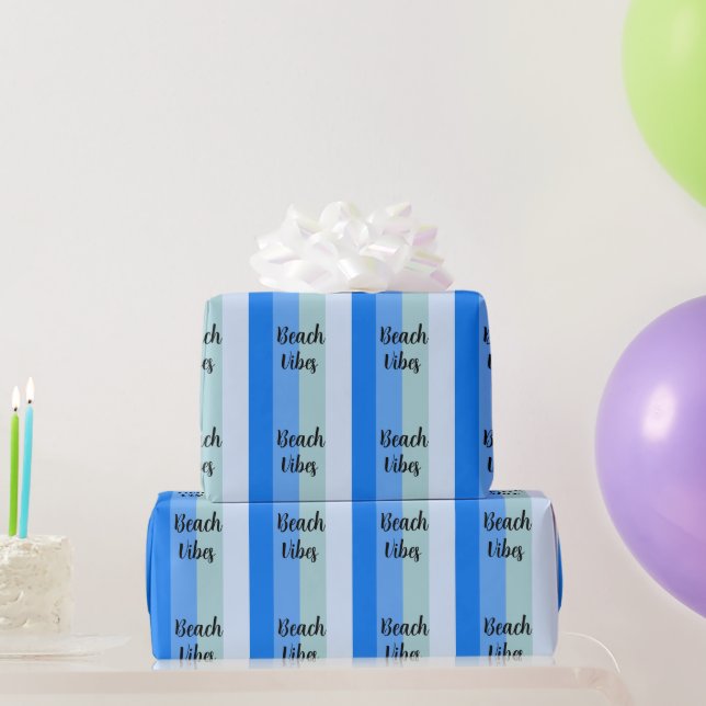 Papel De Presente Beach Vibes, Blue Stripes (Presentes para festas)