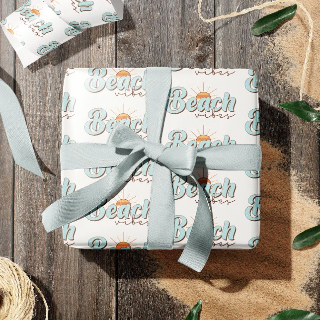 Papel De Presente Beach Vibes Retro Summer Sun Pattern (Criador carregado)