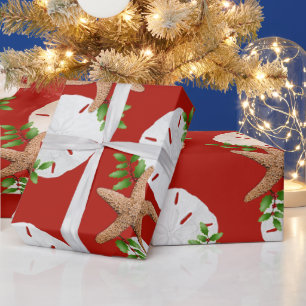 Papel De Presente Beach Wreath Large Patterno Christmas