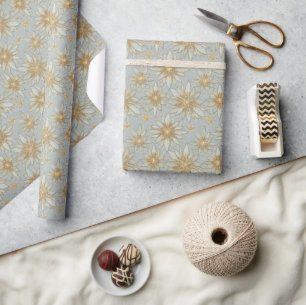 Papel De Presente Beaded Luxe Deco   Estrela de Poinsettia