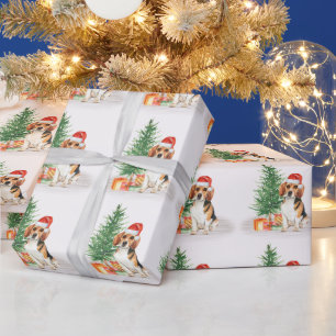 Papel De Presente Beagle Cute Dog Papais noeis Festivos Natal
