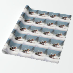 Papel De Presente Beagle Natal neve inverno