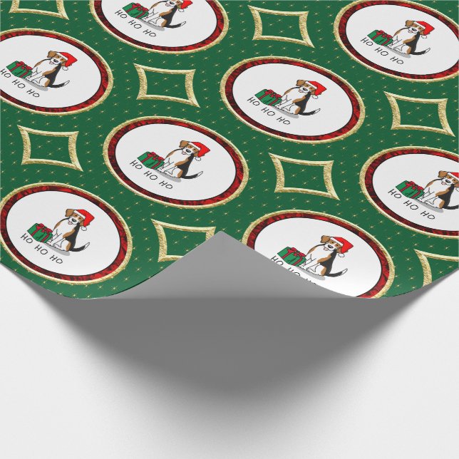 Papel De Presente Beagle Natal Santa Hat (triz cor 3) (Ponta)