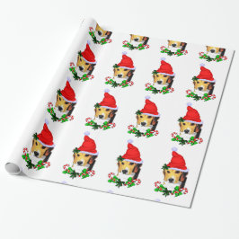 Papel De Presente Beagle No Natal Hat