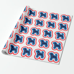 Papel De Presente Beagle Patriótico Vermelho Branco e Azul 4 de Julh