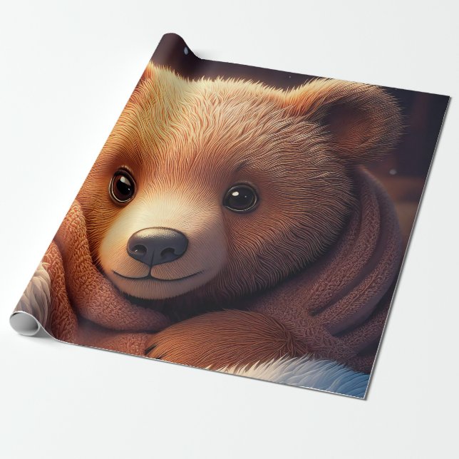 Papel De Presente Bear Urso Naufrágio (Desenrolado)