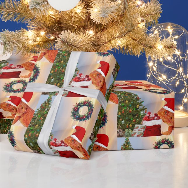 Papel De Presente Beardie-Claus - Papais noeis de dragões barbudos (Feriados)