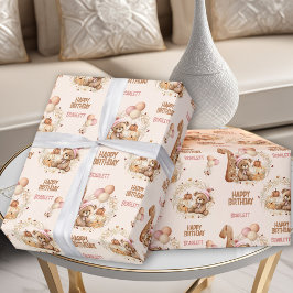 Papel De Presente Beary First Birday Fall Bear Bear primeiro anivers