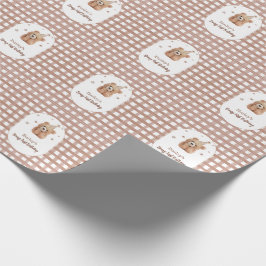 Papel De Presente Beary First Birthday Gingham