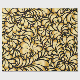 Papel De Presente Beautiful Damask Gold & Black Wrapping paper roll
