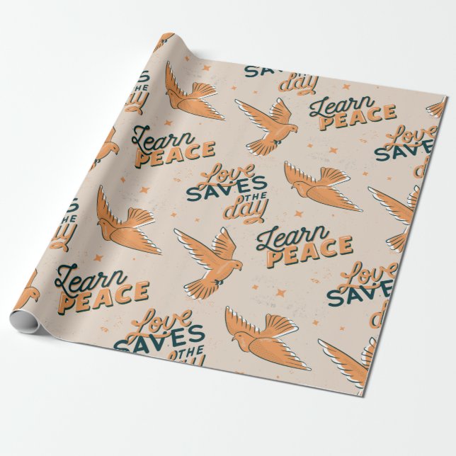 Papel De Presente Beautiful Dove Peace Animal Pattern Cute Summer (Desenrolado)