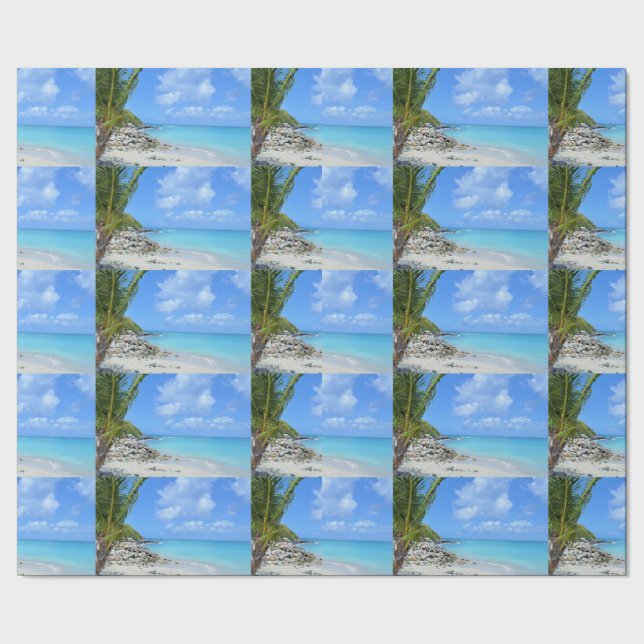 Papel De Presente Beautiful Turquoise Tropical Beach Pattern (Barra)