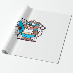 Papel De Presente Beaver Surfing